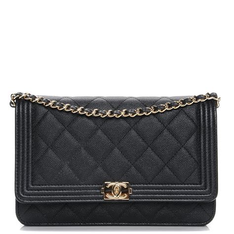 chanel boy caviar 2014|CHANEL Caviar Quilted Boy Wallet On Chain WOC Black.